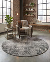 Riviera Elegance Collection Area Rug -  Grasse Round Dark Gray  lifestyle 53