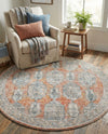 Seville Stripes Collection Area Rug -  Granada (Brick Red) Round Brick Red  lifestyle 58