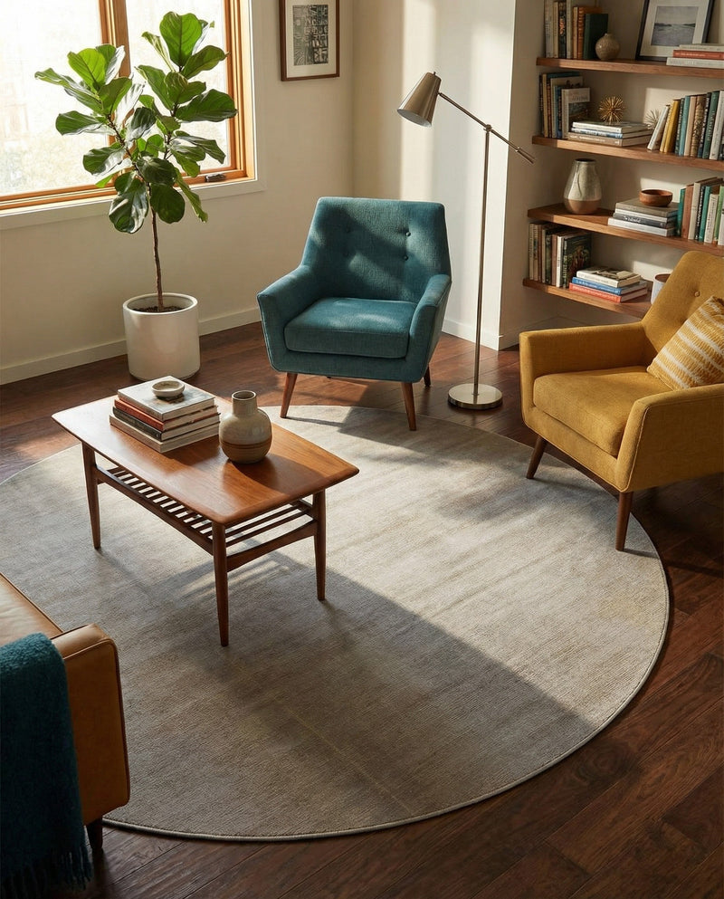 Soho Elegance Collection Area Rug - Chelsea (Gray) Round Gray  lifestyle 29