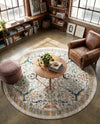 Seville Stripes Collection Area Rug -  Malaga (Ivory) Round Ivory  lifestyle 80