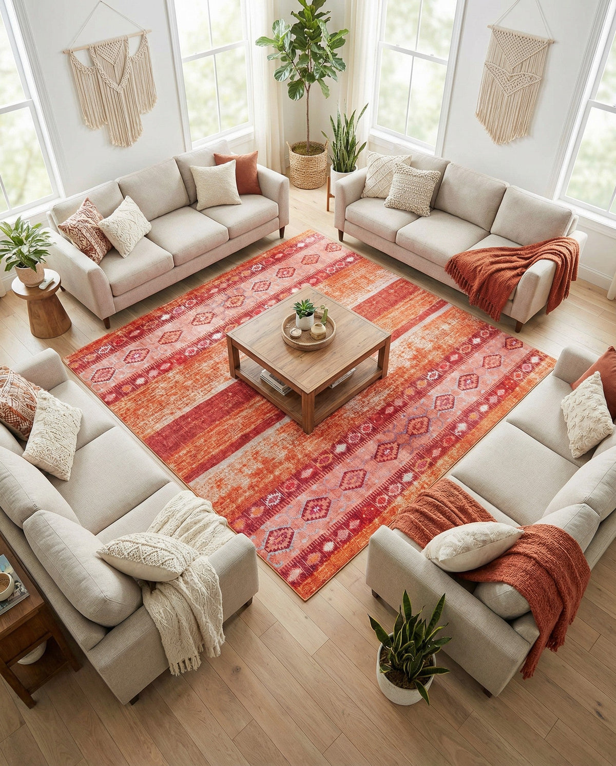 Heritage Elegance Collection Area Rug -  Edinburgh Square Rust Red  lifestyle 121
