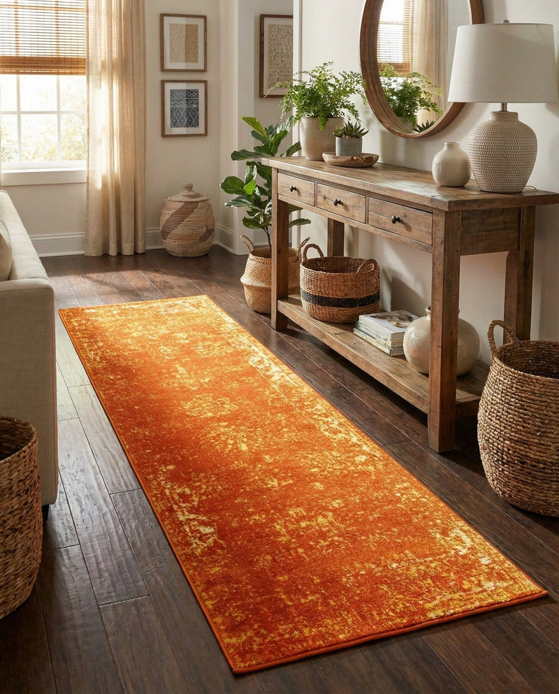 Riviera Elegance Collection Area Rug - Antibes (Orange) Runner Orange  lifestyle 66