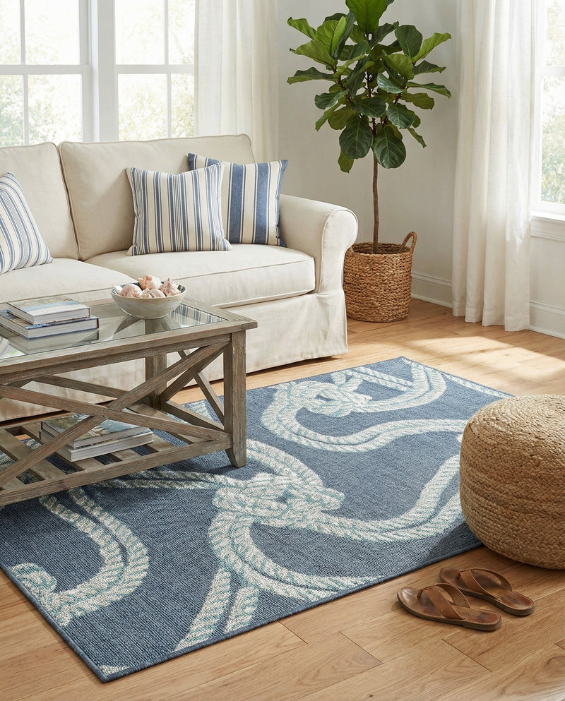 Seaside Haven Rugs Collection Area Rug -  Boardwalk Rectangle Navy Blue  lifestyle 11