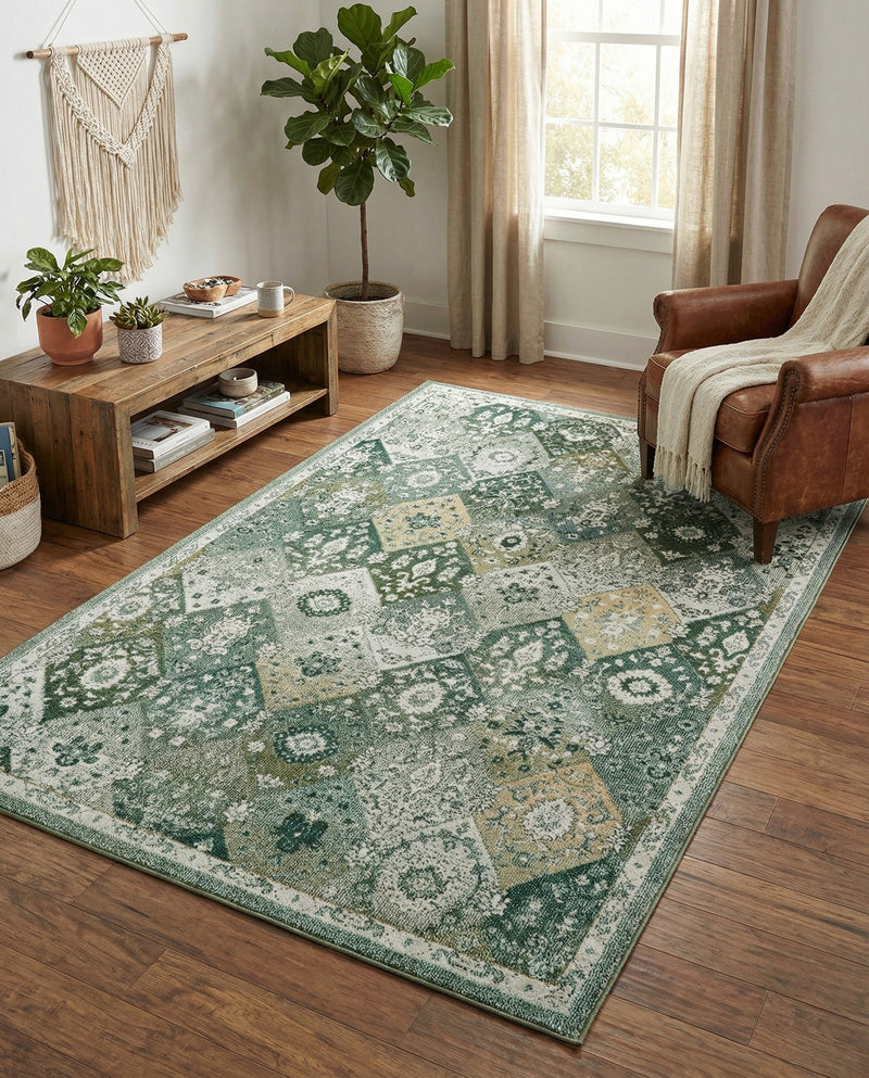 Brighton Terrace Collection Area Rug -  Rottingdean (Green) Rectangle Green  lifestyle 27