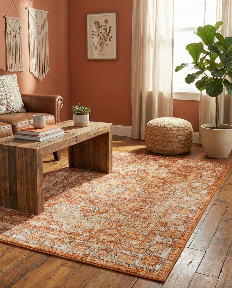 Savannah Soiree Collection Area Rug -  Everglade (Rust Red) Rectangle Rust Red  lifestyle 6