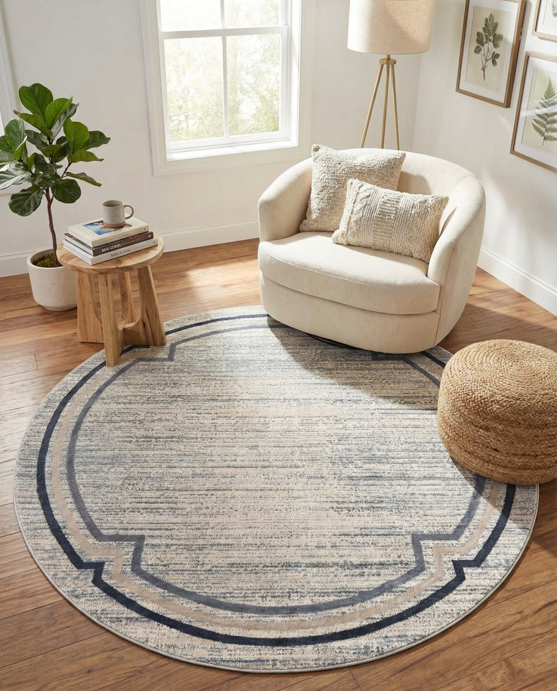 Serenity Sands Collection Area Rug -  Hushhaven Round Gray  lifestyle 69