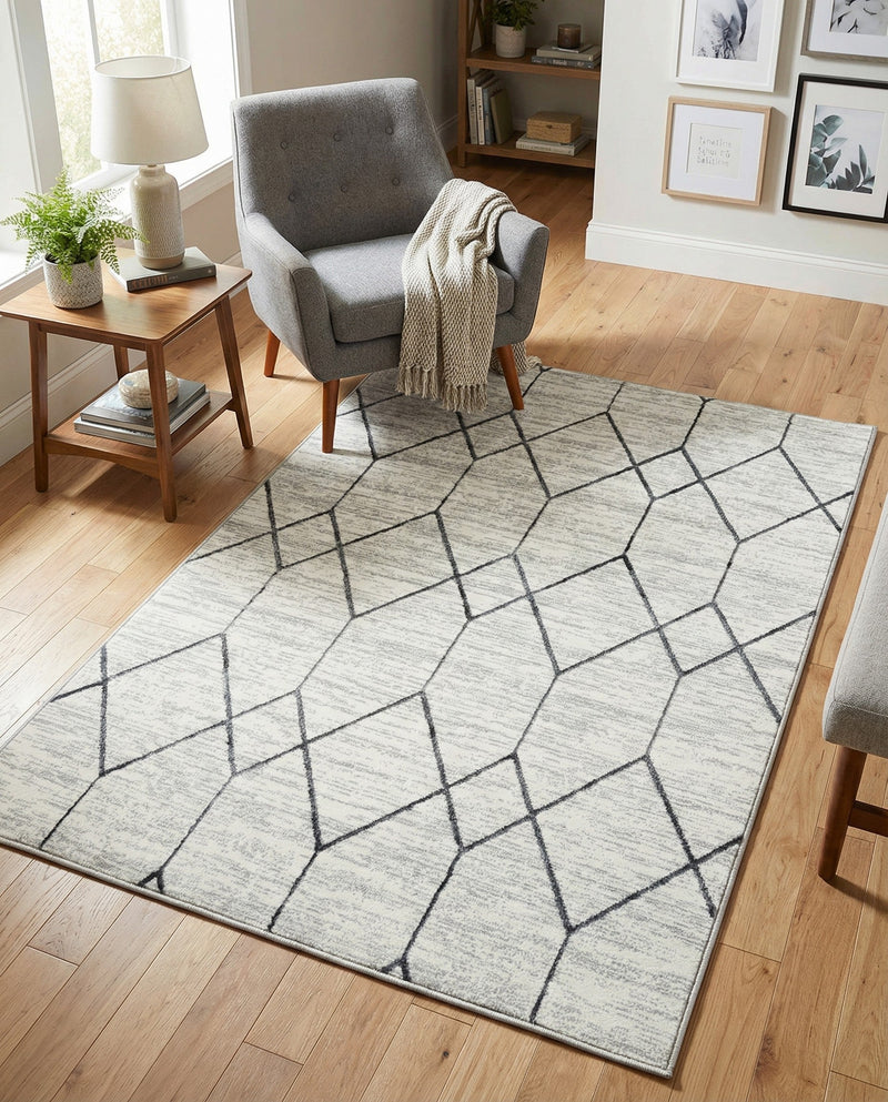 Garden Maze Retreat Collection Area Rug -  Greenbower Rectangle White  lifestyle 11