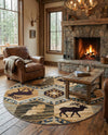 Frontier Trails Collection Area Rug -  Mesa Round Blue  lifestyle 80
