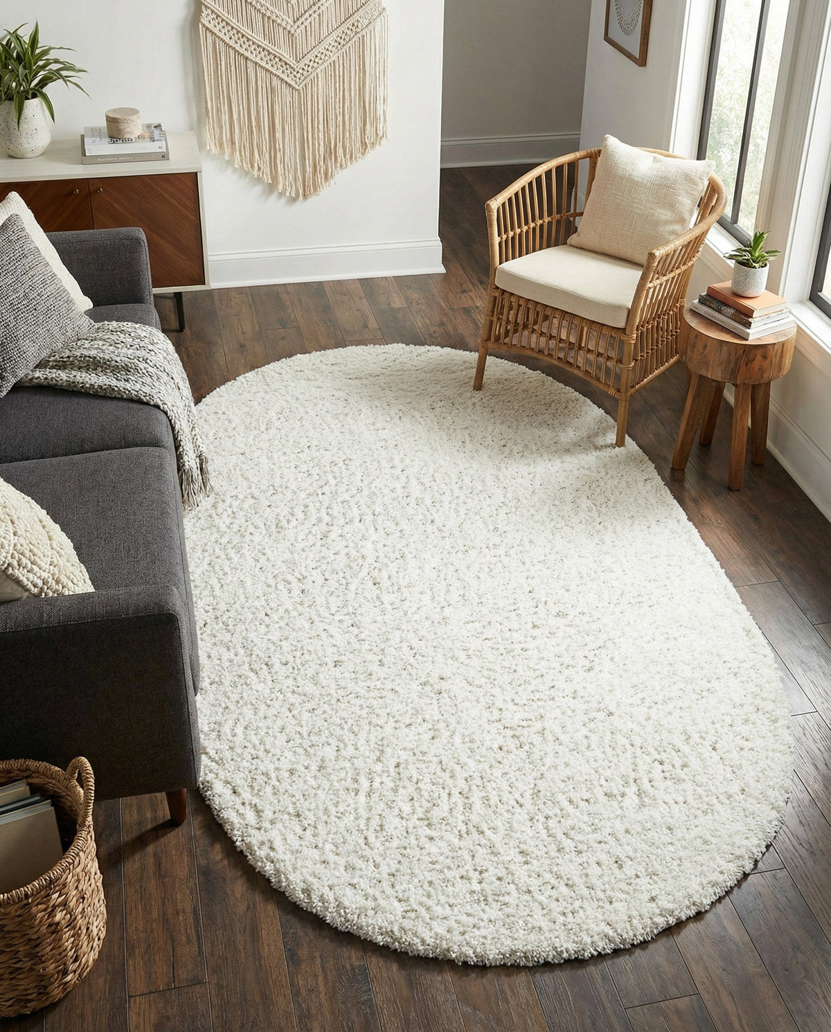 Alpine Plush Collection Area Rug -  Cortina (White) Oval White  lifestyle 83