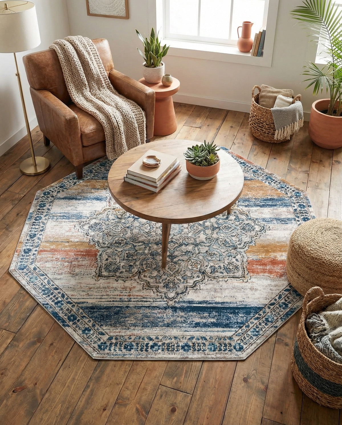 Mykonos Manor Collection Area Rug -  Tinos (Multi) Octagon Multi  lifestyle 95