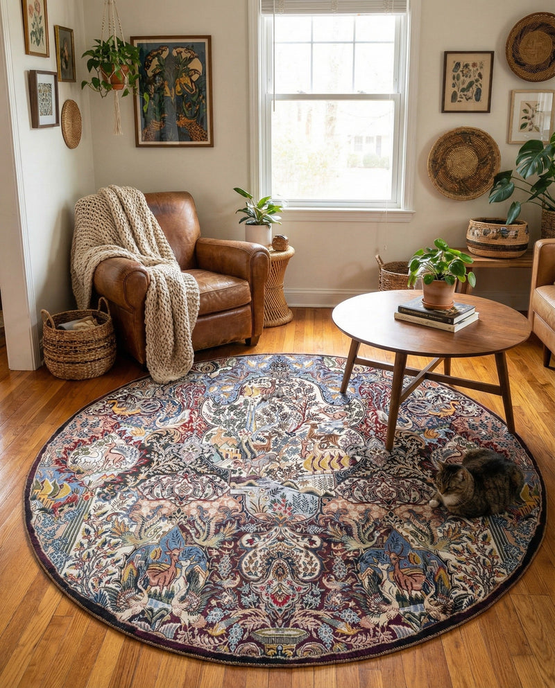 Heritage Elegance Collection Area Rug -  Louvre Round Multi  lifestyle 59