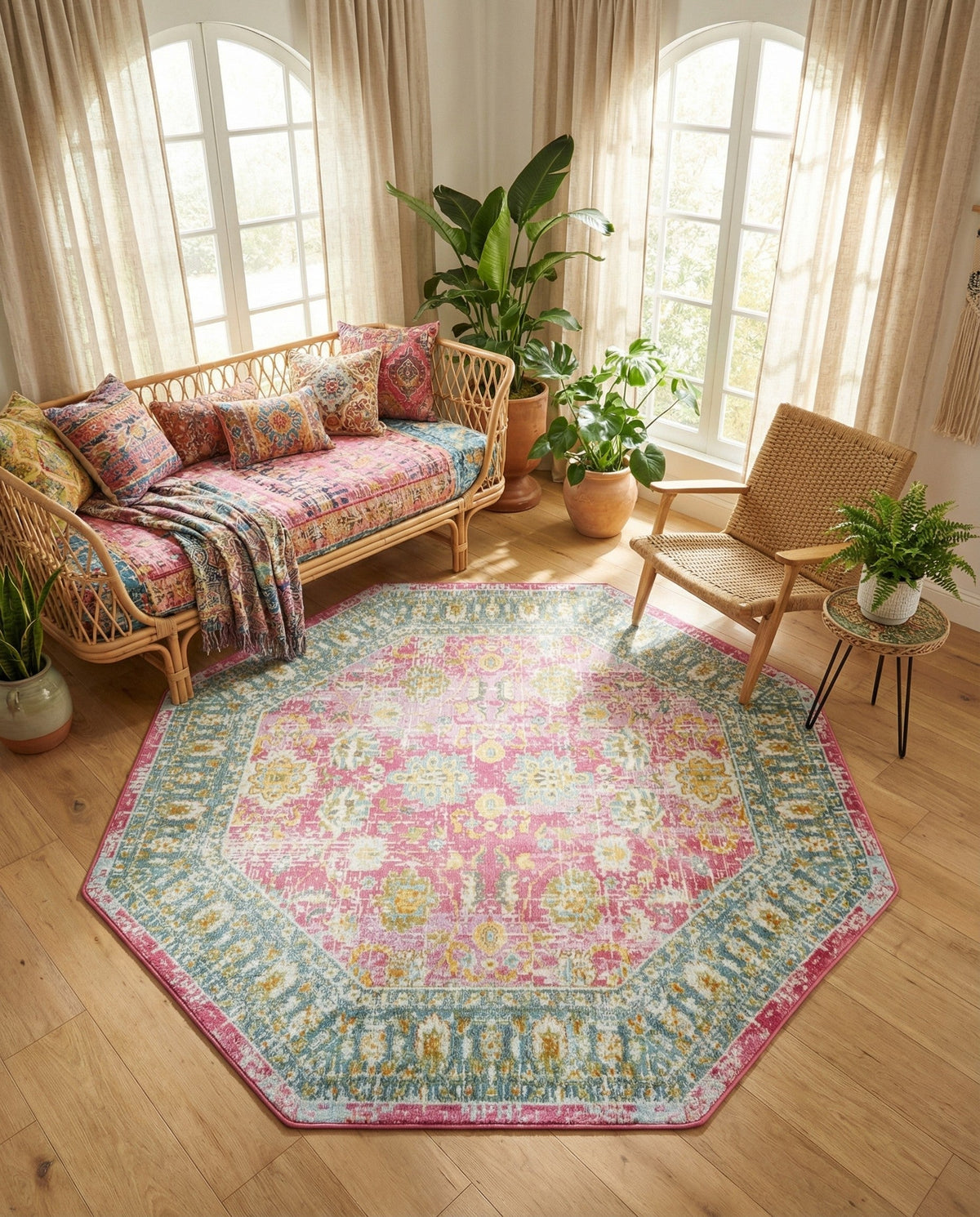 Arcadia Rugs Collection Area Rug -  Shangri-La Octagon Pink  lifestyle 85