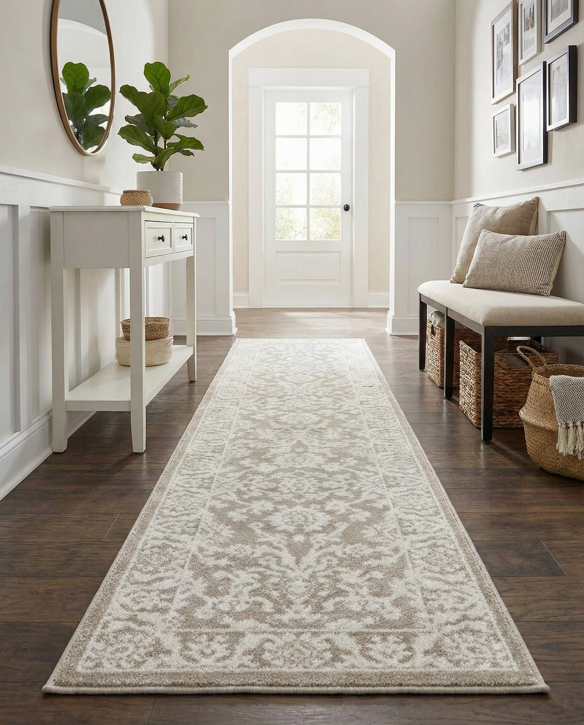 Savannah Elegance Collection Area Rug - Augusta (Light Gray) Runner Light Gray  lifestyle 82