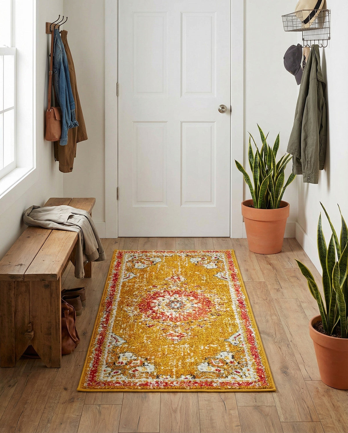 Brighton Terrace Collection Area Rug - Hove (Gold) Runner Gold  lifestyle 115