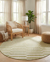 Seaside Stripes Collection Area Rug - Cabana (Green) Round Green  lifestyle 37