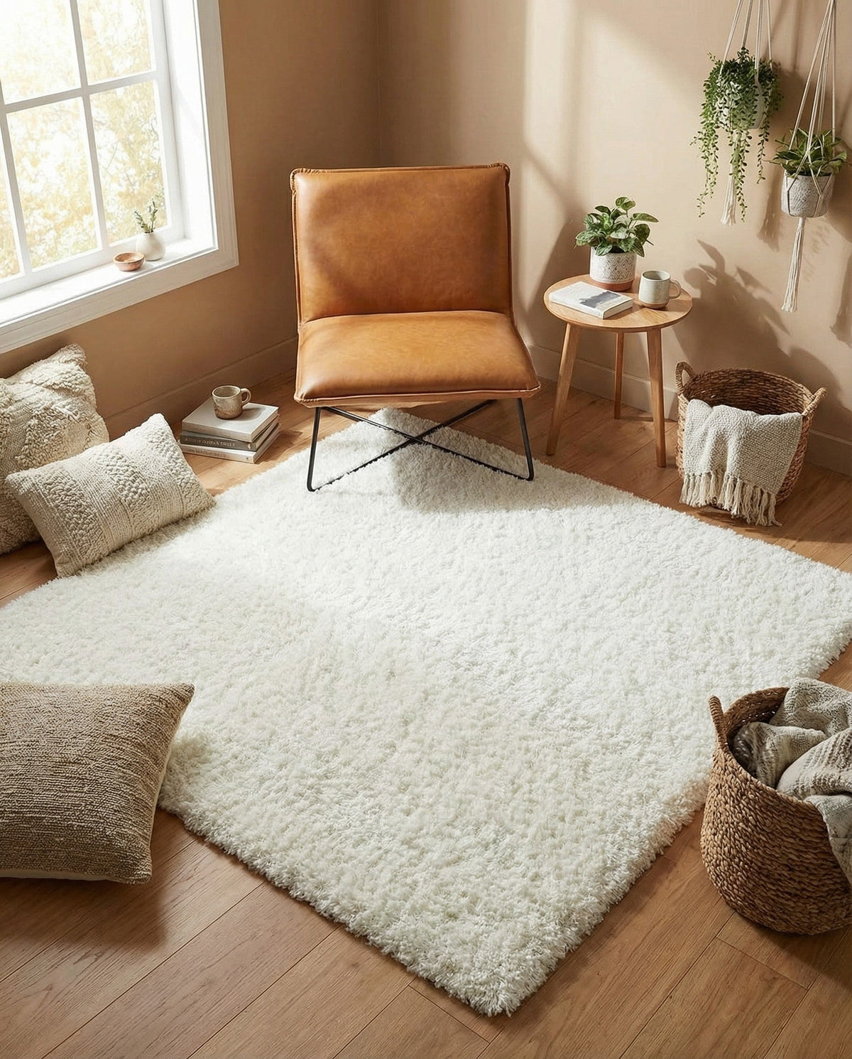 Alpine Plush Collection Area Rug -  Cortina (White) Square White  lifestyle 85