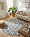 Lattice Gardens Collection Area Rug -  Bloomfield (Dark Gray) Round Dark Gray  lifestyle 31
