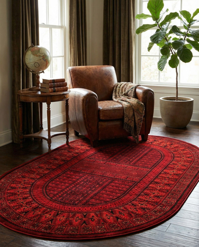 Samarkand Elegance Collection Area Rug -  Ark Oval Red  lifestyle 43