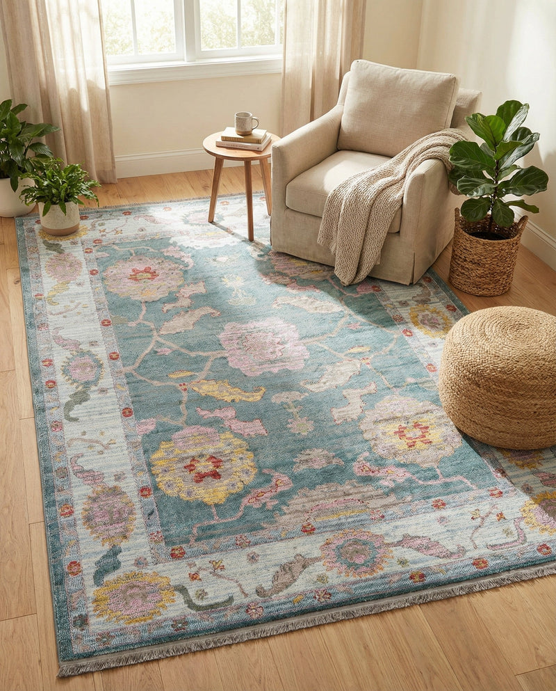 Arcadia Rugs Collection Area Rug - Eden (Gray and Blue) Rectangle Gray and Blue  lifestyle 9