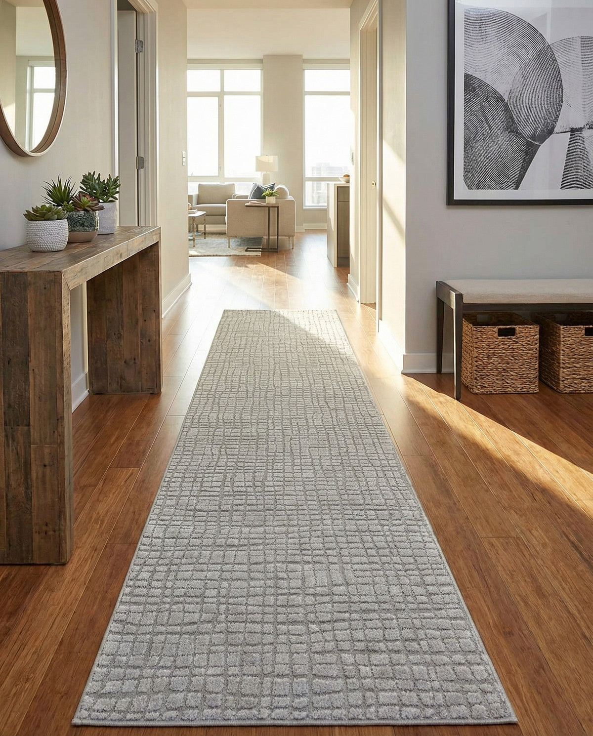Haven Tapestry Collection Area Rug - WhisperingFalls Runner Twilight Stone Gray  lifestyle 80