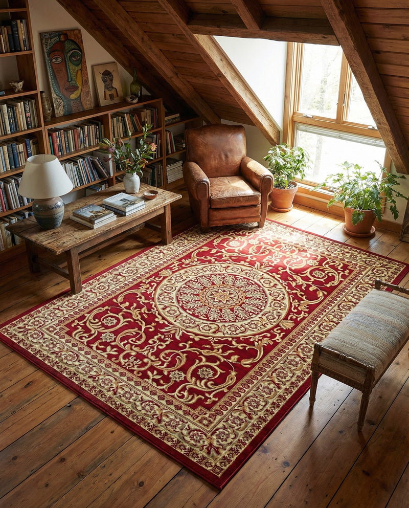 Versailles Elegance Collection Area Rug -  Montreuil Rectangle Red  lifestyle 9