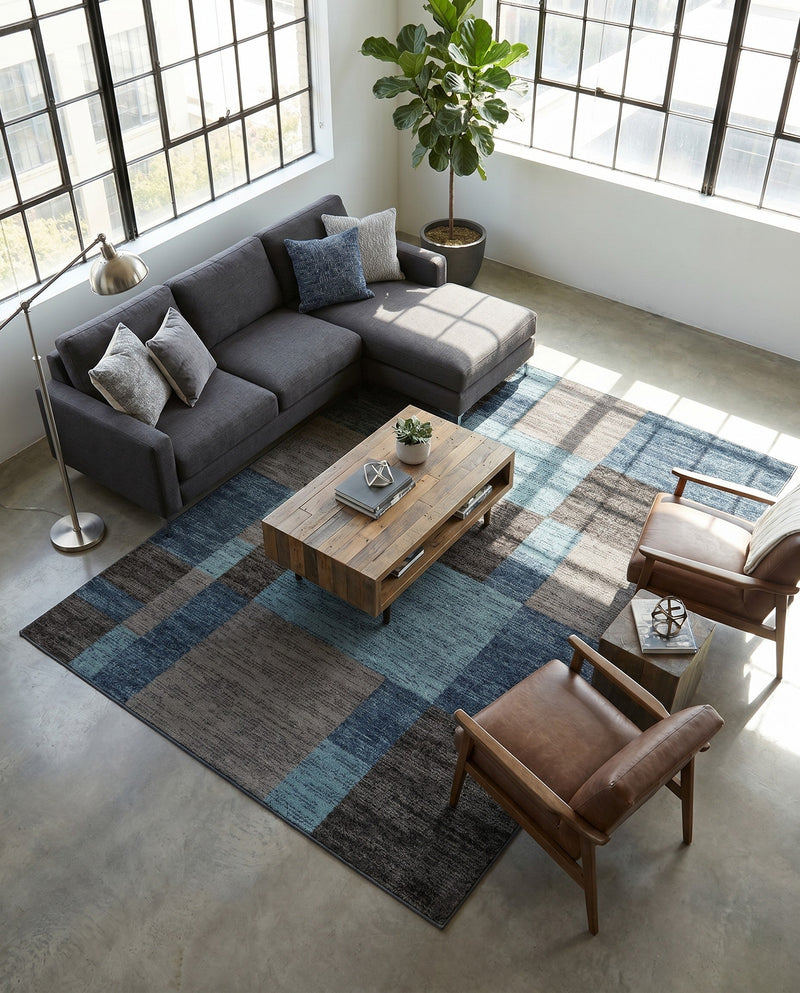 Autumn Meadow Collection Area Rug -  Sycamoreside (Blue Gray) Rectangle Blue Gray  lifestyle 9