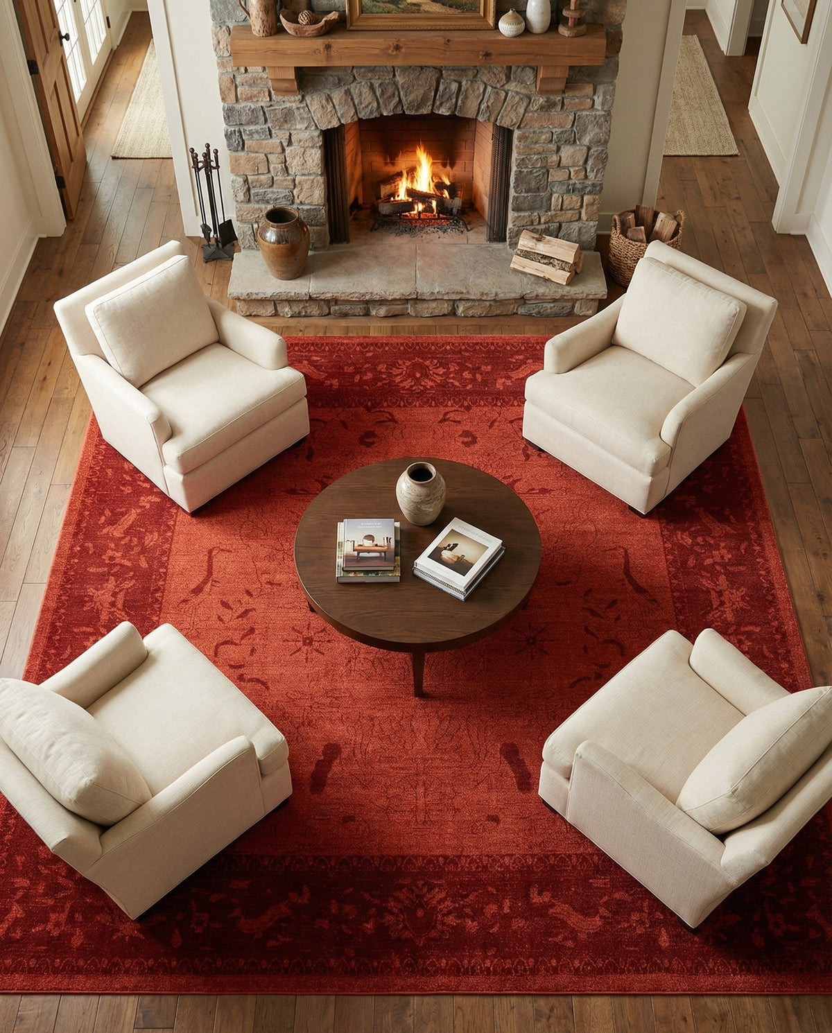 Horizon Collection Area Rug -  Apex (Rust Red) Square Rust Red  lifestyle 46