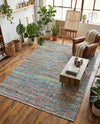Zigzag Marina Collection Area Rug - HarborStripes Rectangle Green  lifestyle 17
