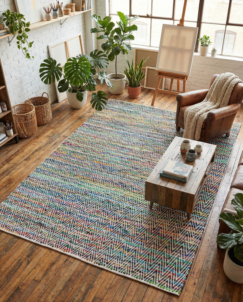 Zigzag Marina Collection Area Rug - HarborStripes Rectangle Green  lifestyle 17