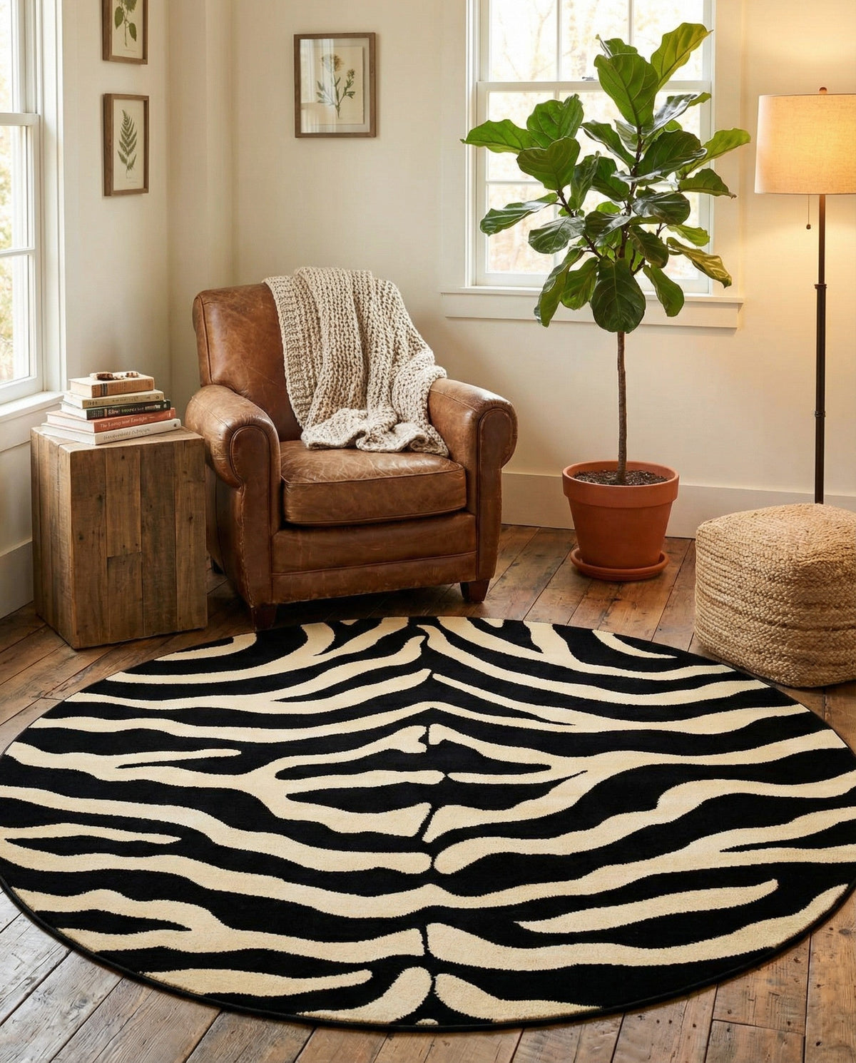 Savannah Sojourn Collection Area Rug -  Kilimanjaro Round Black  lifestyle 89
