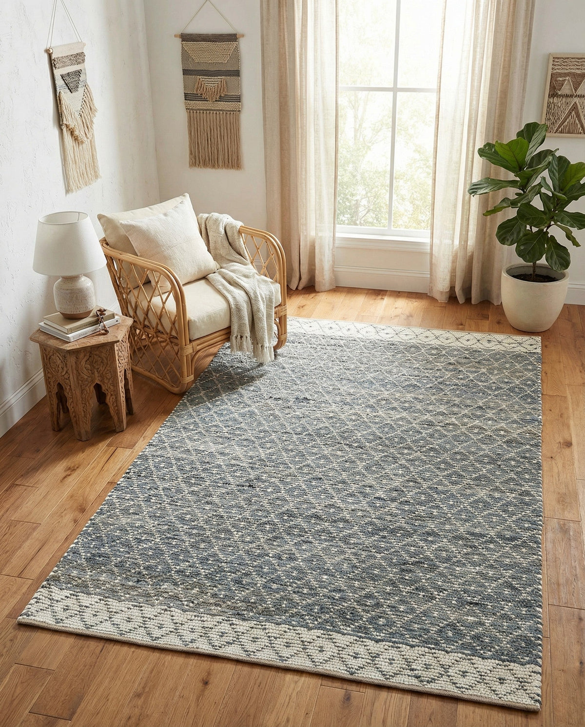 Tulum Trellis Collection Area Rug - Shoreline Rectangle Gray  lifestyle 35