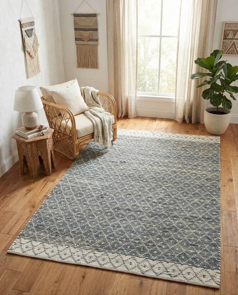 Tulum Trellis Collection Area Rug - Shoreline Rectangle Gray  lifestyle 35