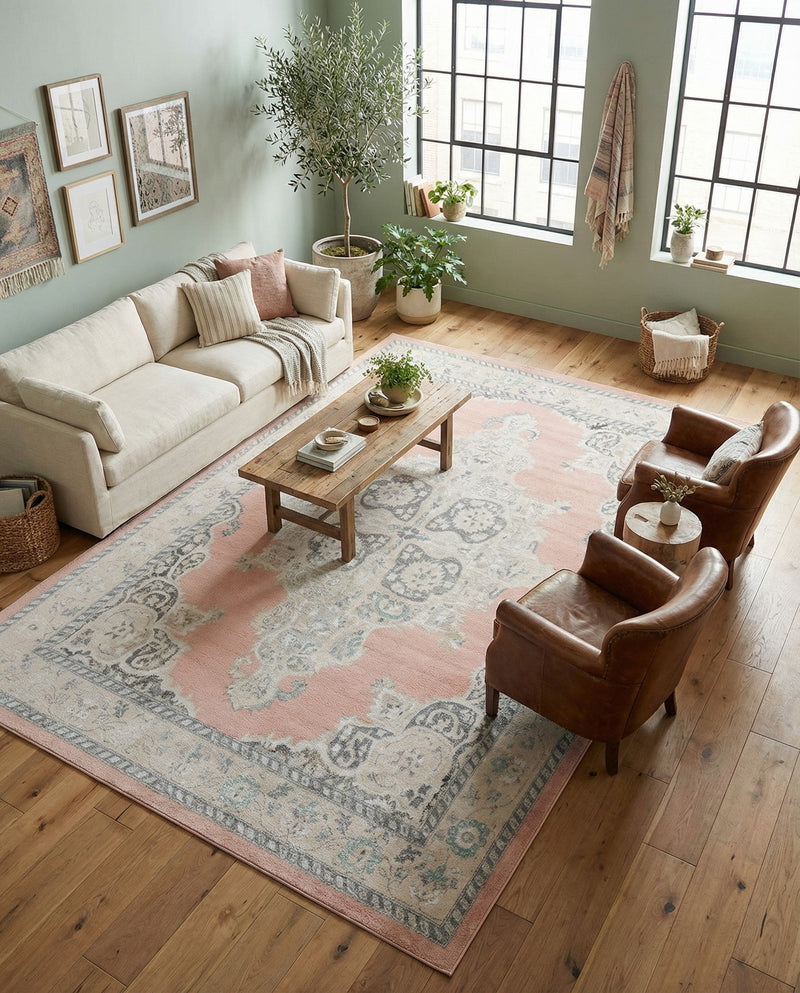 Beverly Grove Collection Area Rug -  Fairfax (Rose) Rectangle Rose  lifestyle 25