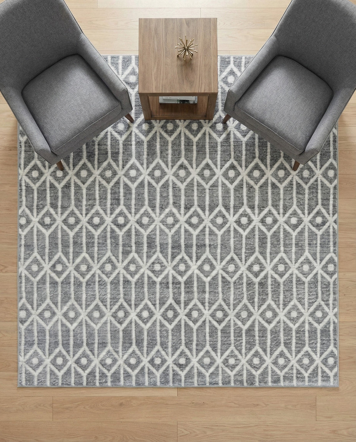 Garden Maze Retreat Collection Area Rug -  Mazeview Square Gray  lifestyle 130