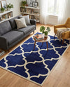 Lattice Gardens Collection Area Rug -  Espaliera Rectangle Navy Blue  lifestyle 26