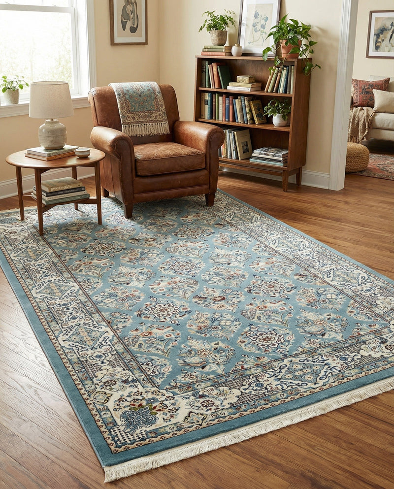 Persian Elegance Collection Area Rug -  Yazd Rectangle Blue  lifestyle 33