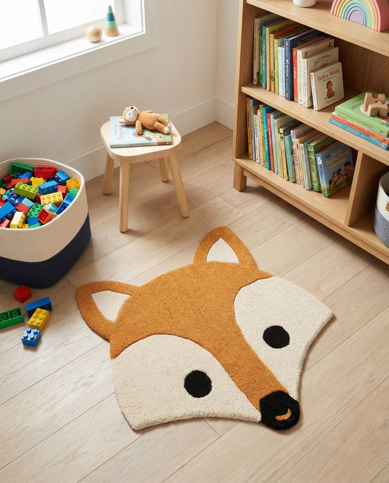 Whimsy Wonders Wool Collection Area Rug -  Meadow Round Orange and White  lifestyle 6