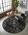 Riviera Elegance Collection Area Rug - Antibes (Black) Round Black  lifestyle 56