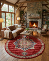 Eden Oasis Collection Area Rug -  Tranquility (Burgundy) Round Burgundy  lifestyle 37