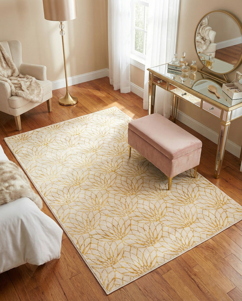 Hollywood Luxe Collection Area Rug -  Rodeo Rectangle White Gold  lifestyle 34