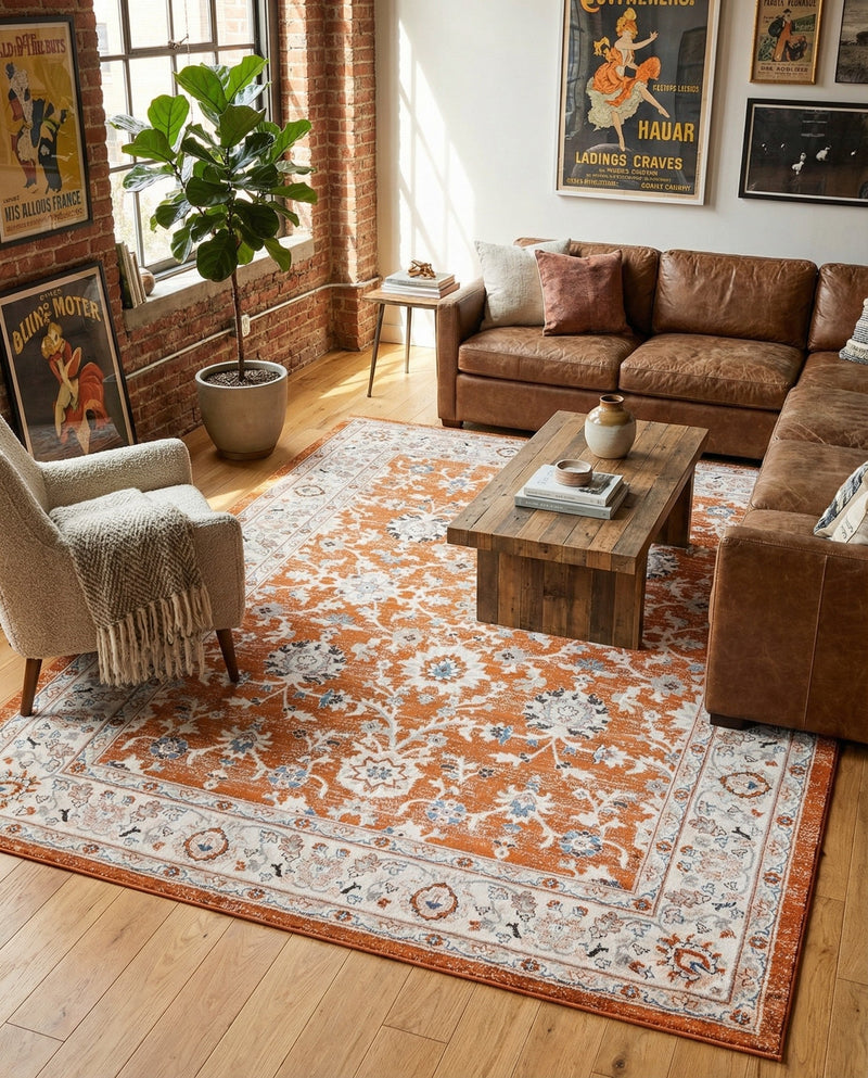 Savannah Elegance Collection Area Rug - Augusta (Rust Red) Rectangle Rust Red  lifestyle 11