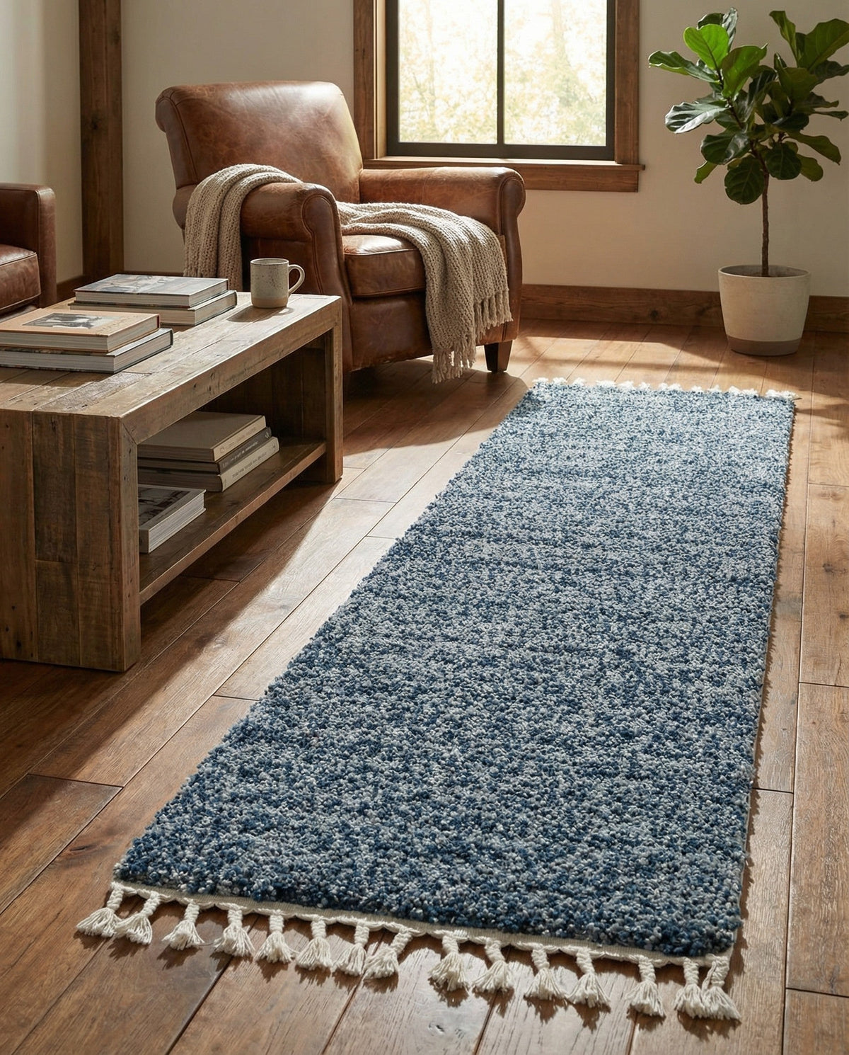 Cozy Cove Shag Collection Area Rug -  Harbor Runner Blue  lifestyle 152