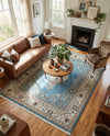 Persian Elegance Collection Area Rug - Isfahan Rectangle Blue  lifestyle 36