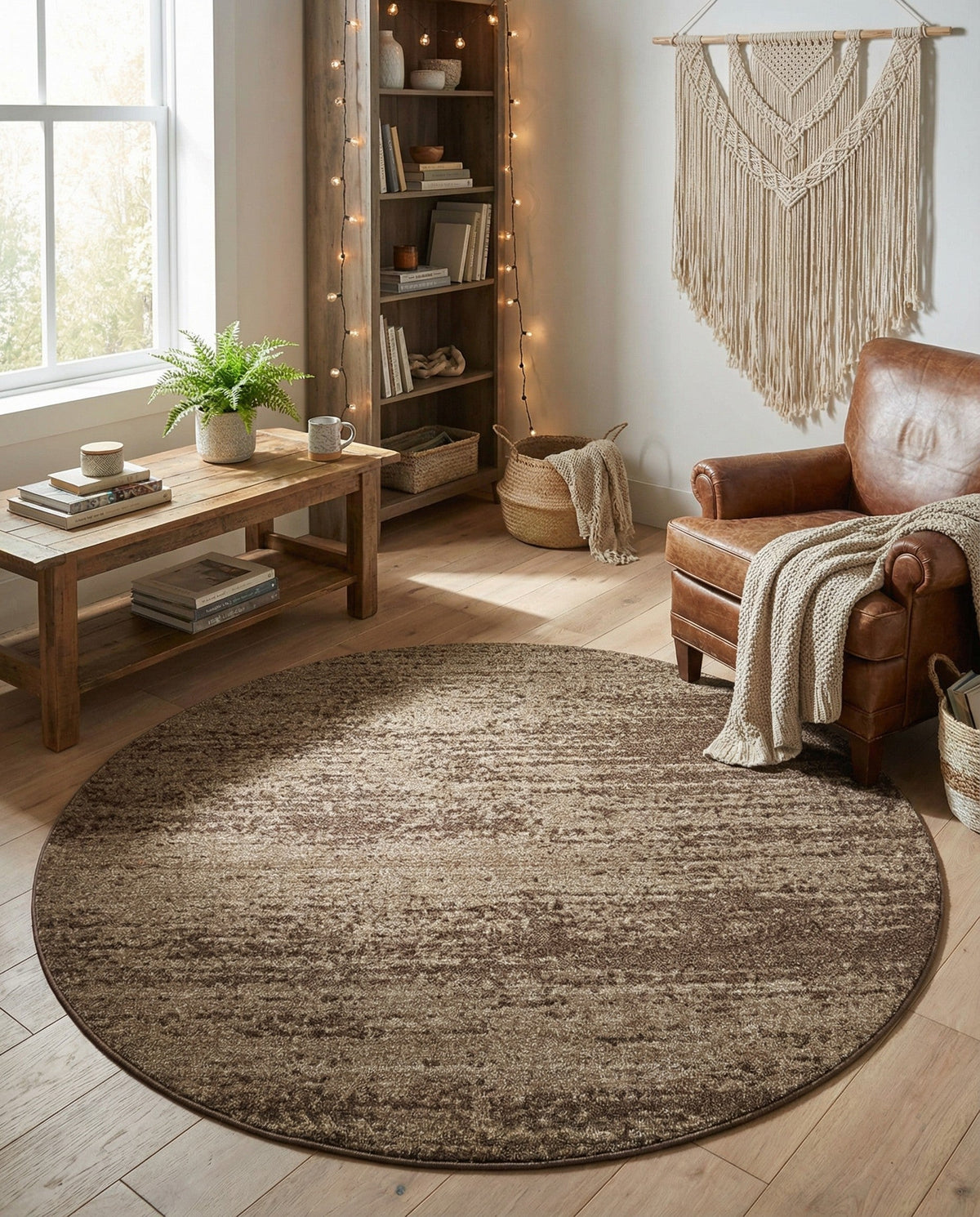 Studio Haven Collection Area Rug -  Gallery (Brown) Round Brown  lifestyle 91