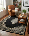 Tabriz Tapestry Collection Area Rug - Azerbaijan (Black) Rectangle Black  lifestyle 15