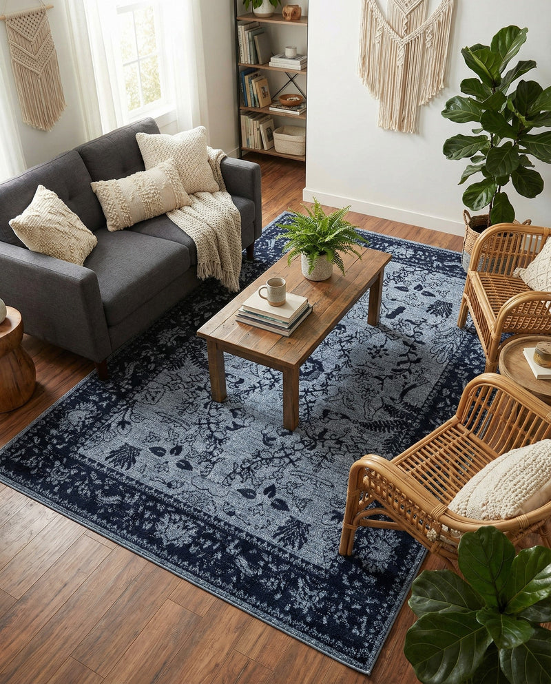 Horizon Collection Area Rug -  Apex (Blue) Rectangle Blue  lifestyle 7