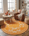 Dover Terrace Collection Area Rug -  Lagoon (Orange) Round Orange  lifestyle 61