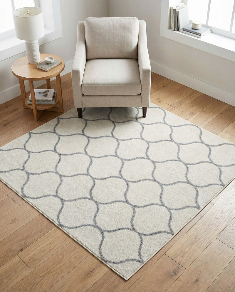 Trellis Mosaic Collection Area Rug -  Pergolatown (Ivory) Square Ivory  lifestyle 56