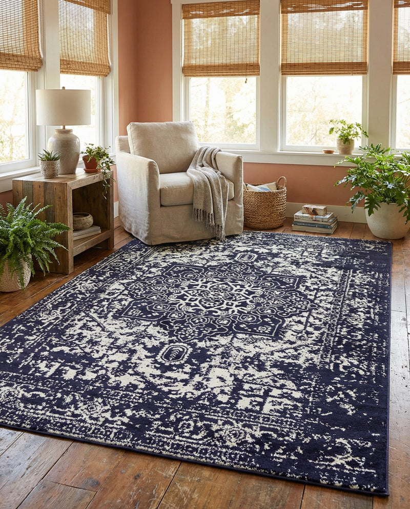 Georgetown Rugs Collection Area Rug - Dupont (Navy Blue) Rectangle Navy Blue  lifestyle 5