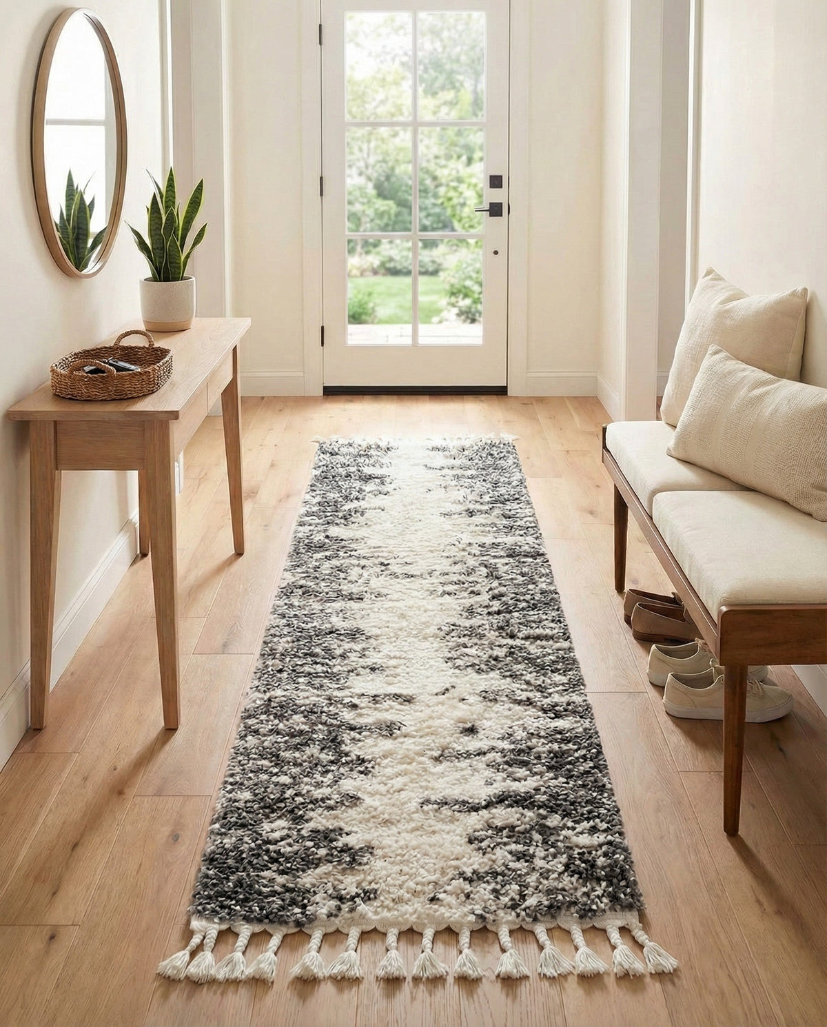 Tranquil Tides Shag Collection Area Rug - Marina Runner White  lifestyle 197